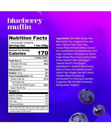 BelliWelli Vegan Gluten-Free Snack Bar Variety (8-Pack) | Low FODMAP Certified, Dairy Free, Gut Friendly with Probiotics | Guilt-Free Dessert for Breakfast | 8 Count - Buy Online on SooperMarket.com