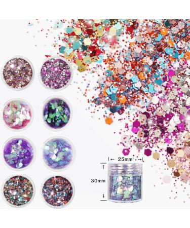 Yitla 8 Color Face Glitter Set for Festivals & Parties - Cosmetic Glitter for Body, Cheeks & Hair with Fix Gel & Brush - Buy Online on SooperMarket.com