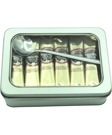 NESCAF Gold Blend Coffee Sachets Individually Wrapped x 30 x 1.8g Sticks - Bundle with Refillable Silver Window Lid Tin and Latte Spoon for Home Travel or Desk - Buy Online on SooperMarket.com