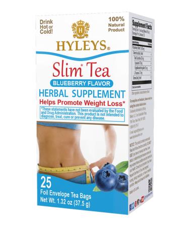 Hyleys Tea Slim Tea Blueberry Flavor 25 Foil Envelope Tea Bags 1.32 oz (37.5 g)