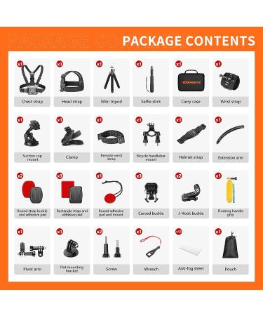 50-in-1 Action Camera Accessories Kit for GoPro, Insta360, DJI, Xiaomi, APEMAN, AKASO, Campark - Upgraded Bundle for Hero 11/10/9/8/7/6/5/4, Max, Fusion - Buy Online on SooperMarket.com