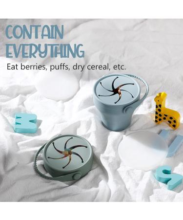 2 Pcs Collapsible Toddler Snack Cups 12oz - Spill Proof Silicone Bowls for Babies - Blue & Green - Buy Online on SooperMarket.com