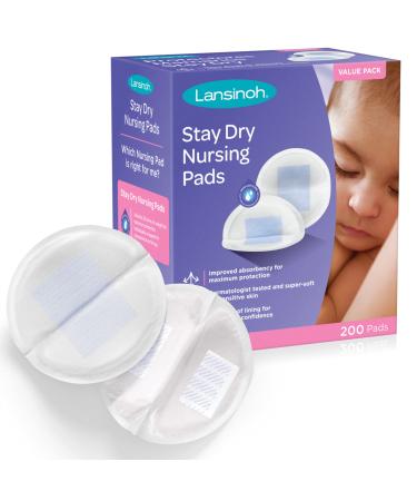Lansinoh Stay Dry Disposable Nursing Pads for Breastfeeding, 200 Count (Pack of 1)