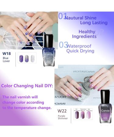 Temperature Change Nail Polish Colour Temperature Control Nail Polish - Long-Lasting Nail Polish Set - Colour Changing Temperature Control Nail Polish Nail Art Design Without UV Lamp (B Set) - Buy Online on SooperMarket.com