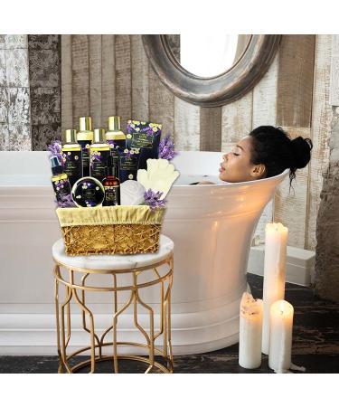Mother's Day Spa Basket: Lavender Chamomile Natural Spa Bath Set - Aromatherapy Luxurious Bath Gift Set - 8 Piece Home Spa Kit - Best Relaxing Gift Basket for Mom - Buy Online on SooperMarket.com