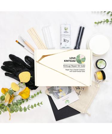 Kintsugi Repair Kit  Repair Your Meaningful Pottery with Gold Powder Glue - Starter (Gold)