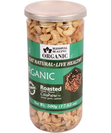 Blessfull Healing Organic Natural Vegan Onion Garlic Roasted Halves/Pieces Cashew Nuts Crunchy Kaju 500 Gram - Buy Online on SooperMarket.com