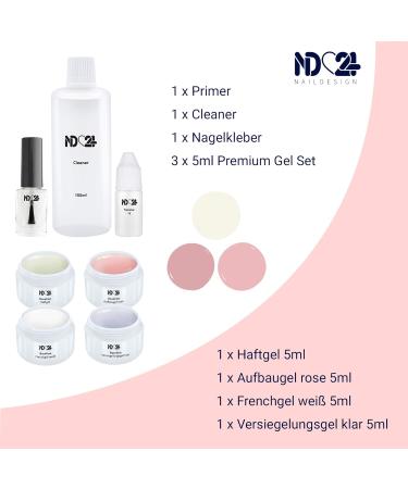 ND24 NAILDESIGN Geln gel Starter Set Premium - Complete UV Gel Nail Kit for Beginners | Includes UV Lamp French Gel & More - Made in Germany - Buy Online on SooperMarket.com