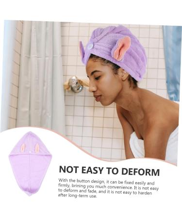 MAGICLULU 2pcs Bunny Ears Dry Hair Hat Hair Ring Aldult Coral Fleece Violet - Buy Online on SooperMarket.com