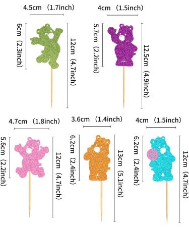 Cyodoos 25pcs bears Cake Toppers Cupcake Decorations bears Birthday Party Supplies Decorations Baby Shower Cake Decorations for Gender Reveal Theme Kids Birthday Party Supplies Color - Buy Online on SooperMarket.com