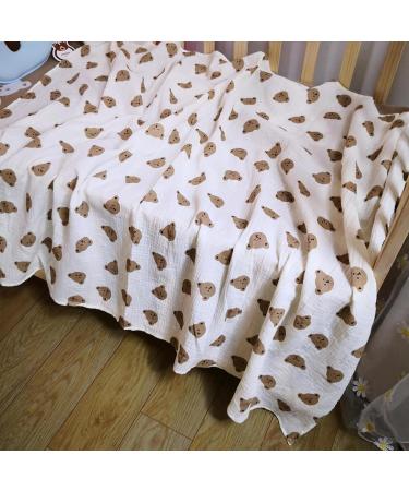 Yissone Baby Swaddle Blanket | Toddler Bear Print Cotton Yarn Stroller Blanket (90x130cm) - Buy Online on SooperMarket.com