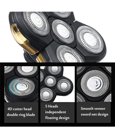 Pilarmuture 5 Head Shaver Replacement Heads - Easy Install Electric Razor Blades for Bald Men - Premium Quality Blue - Buy Online on SooperMarket.com