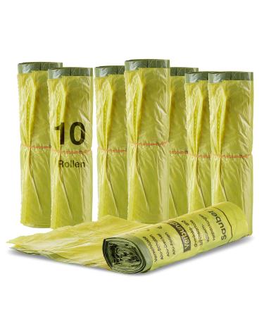 Bigdean 10 rolls yellow sack yellow sacks 90 liters HDPE yellow 13 pieces per roll a total of 130 pieces - approx. 60x87 cm plus 5 cm envelope 15My - ideal for garbage cans trash can and basket 1 piece (10 pack)