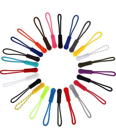 50 Pieces Zipper Pulls 25 Colors Zipper Tags Strong Nylon Cord Zipper Pull Replacement for Backpacks Jackets Luggage Purses Handbags Sweatshirt