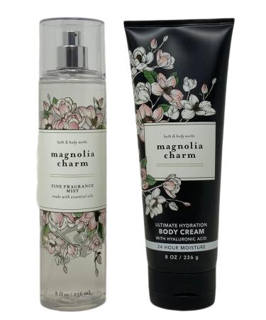 Bath and Body Works MAGNOLIA CHARM - Duo Gift Set - Body Cream and Fine Fragrance Mist Full Size