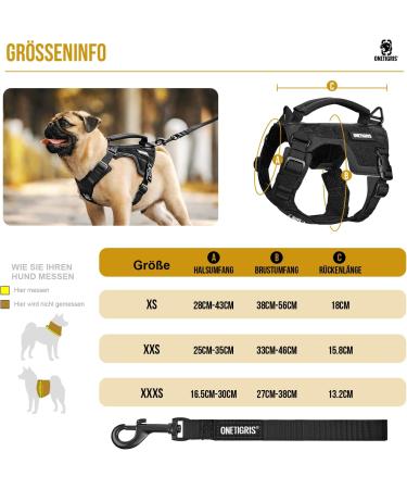 Oneigris Dog Harness & Leash Set | Mini Trooper Puppy Dishes for Extra Small to Medium Dogs - Black XS - Buy Online on SooperMarket.com