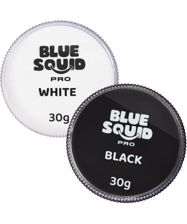 Blue Squid Pro Schminke Face Paint and Bodypaint - (30g) Professional Face Color on Water -based facial and body's make -up for adults children carnival and SFX (classic black & white) classic black and white