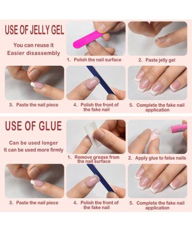 Yivaiks 24pcs Handmade Glitter Gradient Pink Press on Nails with Crystal Gem Design - Medium Length Ballerina Coffin Fake Nails for Banquets and Parties | Jelly Glue Acrylic Nails (GD-004) - Buy Online on SooperMarket.com