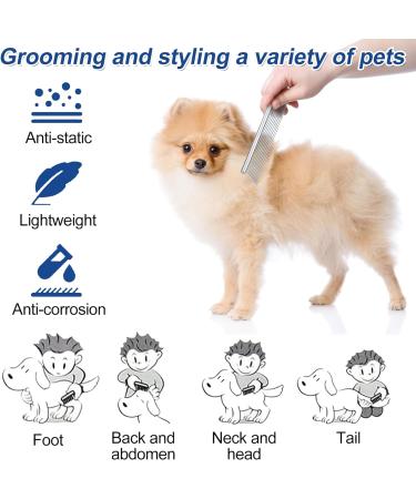 Professional Stainless Steel Pet Comb Rounded Teeth Dog Comb Fur Detangling Tool for Large Medium Small Dogs Cats Fur Detangling Tool (19cm x 3.5cm) - Buy Online on SooperMarket.com