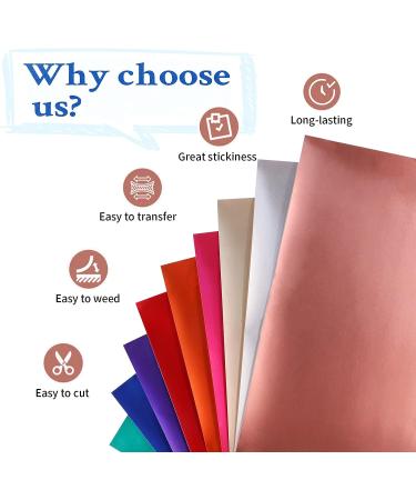 HTVRONT Matte Metallic Vinyl Sheets - 9 PCS 12x12 Permanent Adhesive for Cricut & Silhouette - Buy Online on SooperMarket.com