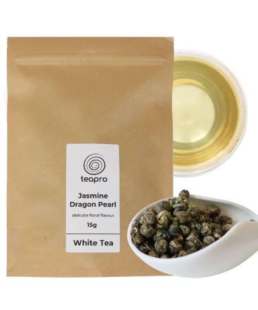 Teapro Dragon Pearl Jasmine White Tea | Loose Leaf Tea in Compostable Zip Lock Pouch (15g)