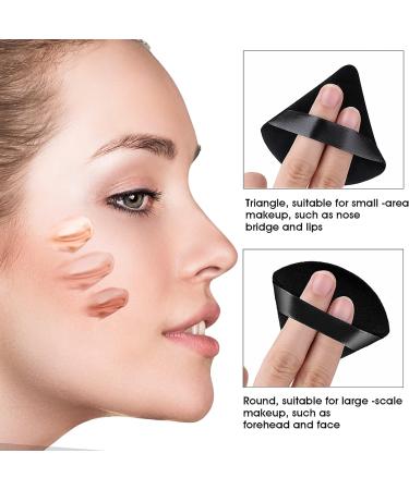 Velour Triangle Powder Puff Set with Mini Finger Makeup Sponges - 4 Pieces for Mineral Powder and Body Foundation - Buy Online on SooperMarket.com