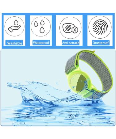 Dingfeiyu Airtag Waterproof Wristband for Kids & Adults - Adjustable Anti Lost Bracelet in Chartreuse Nylon - Buy Online on SooperMarket.com