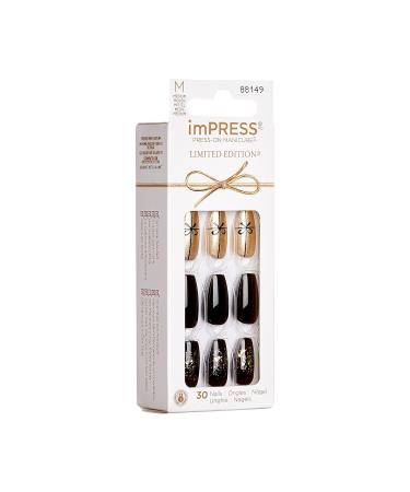 KISS imPRESS Limited Edition Holiday Press-On Manicure | PureFit Technology | Medium Length Coffin Black Nails | Style Naughty or Nice - Shop Now - Buy Online on SooperMarket.com