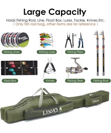 Lixada Portable Folding Fishing Rod Case - 130cm Army Green | Fishing Pole Storage Bag & Organizer - Buy Online on SooperMarket.com