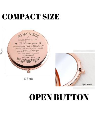 Rose Gold Niece Compact Mirror - Perfect Niece Gift from Aunt | Birthday, Graduation, Wedding, Christmas - Buy Online on SooperMarket.com