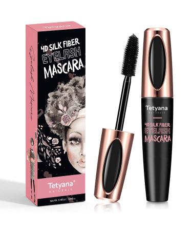 4D Silk Fiber Lash Mascara Waterproof, Luxuriously Longer, Thicker, Voluminous Eyelashes, Long-Lasting, Dramatic Extension, Smudge-proof, Hypoallergenic Formula 0.33 Fl Oz (Pack of 1)