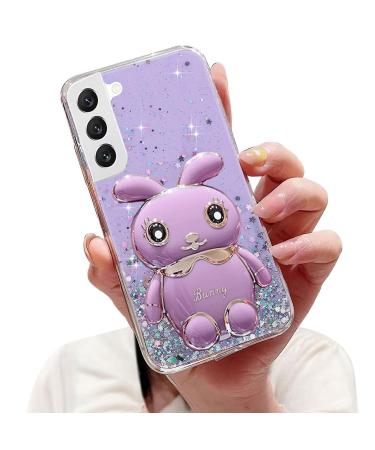 Tivenfezk Nadoli for Samsung Galaxy S21 Plus Hase Hidden Stand Shell caricature glitter rabbits stand soft silicone bling cell phone case transparent protective cover samsung galaxy s21 plus purple