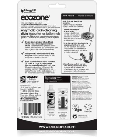 ECOZONE Enzymatic Drain Cleaning Sticks - 12 CT | Eco-Friendly Drain Maintenance | Fast International Shipping - Buy Online on SooperMarket.com