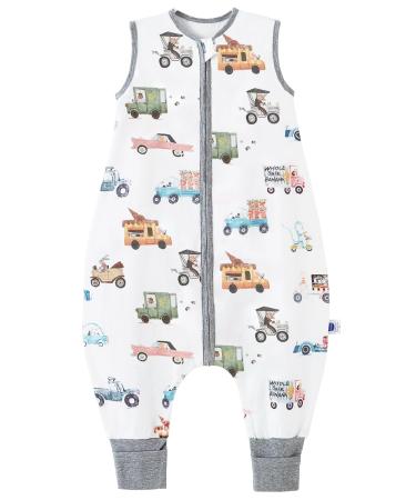 Chilsuessy baby summer sleeping bag with feet 0.5 Tog Small children sleeping bag with legs unmisted 100% cotton sleeping steering steering steering for boys and girls colorful cars 80cm/baby height 90-100cm/baby height 90-100cm colored cars