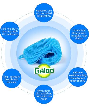 Silicone Sponge Dish Washing Kitchen Gadgets Brush (3 Pack) Blue+Grey+Green - Geloo - Buy Online on SooperMarket.com