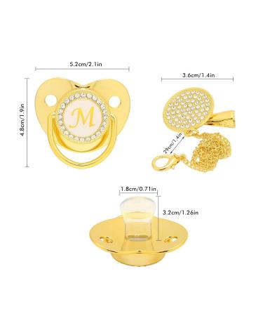 Soft Curved Golden Baby Pacifier | Ergonomic & Safe Pacifier with Clips | 26 Letters | Healthy Bling Design - Buy Online on SooperMarket.com