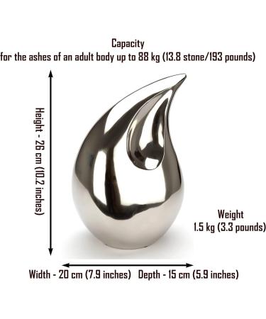 Urns for Ashes Adult Large Cremation Funeral Human Memorial Burial Remain Metal Full Size Screw Lid Teardrop Waterproof Silver Silver Teardrop - Buy Online on SooperMarket.com
