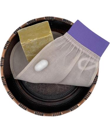 Buy Turkish 100% Raw Cocoon Silk Exfoliating Glove - Body & Face Scrub Fake Tan Remover | Feel Fine (Cream & Lilac) - International Shipping Available - Buy Online on SooperMarket.com