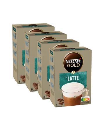 Nescaf Gold Type Latte beverage powder made of soluble bean coffee portion-weight strong taste & intensive aroma caffeine-containing 4-pack (4 x 8 drink powder sticks of 18g) 1 piece (4 Pack)