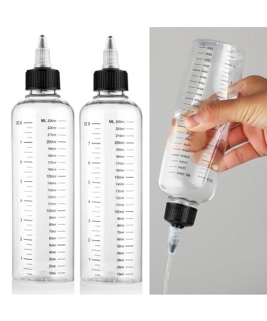 WLLHYF 2 Pack Applicator Bottle for Hair 8.5 Ounce Plastic Hair Oil Applicator Hair Color Squeeze Bottle Hair Root Dye Bottle with Ratio Graduated Scale Twist-On Top Tip Cap