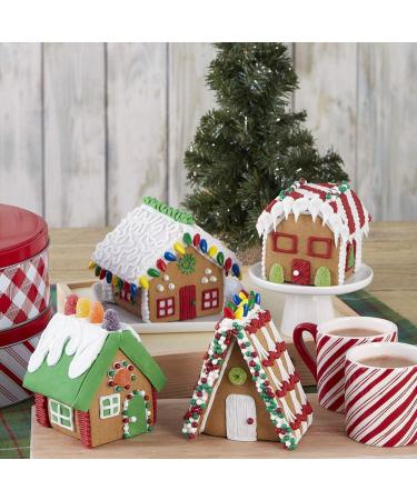 Christmas Mini Village Gingerbread House Kit - DIY Set with Candies, Fondant, Icing, Decorating Supplies, & Holiday Stickers - Buy Online on SooperMarket.com