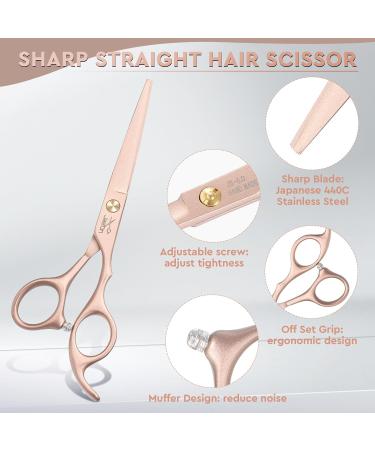 JASON Professional Hairdressing Scissors Set - 6.5 inch Hair Cutting & Thinning Scissors, Rose Gold Hairdresser Set - Buy Online on SooperMarket.com