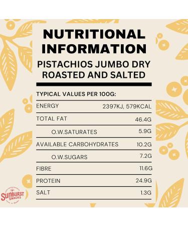 Sunburst Pistachio Nuts Jumbo Dry Roasted and Salted Non GMO (No Oil) 500 g - Buy Online on SooperMarket.com