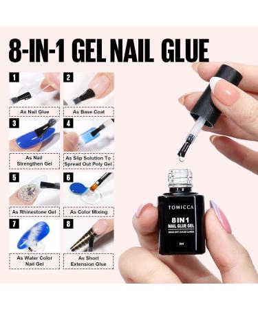Buy Tomicca Nail Tips & Glue Gel Kit - 240pcs Soft Gel Full Cover Nail Tips for Extensions | 8-in-1 Nail Glue & UV Lamp - Buy Online on SooperMarket.com