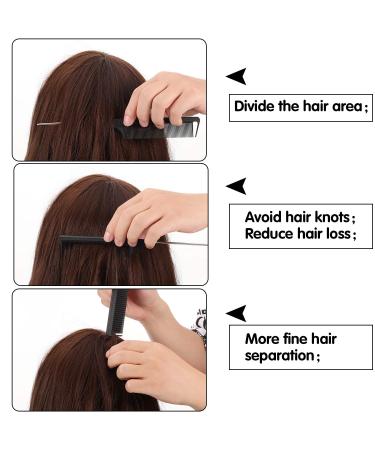 Carbon Steel Rat Tail Comb Set with Teasing Combs and 3 Styling Clips - Heat Resistant Barber Comb for Braiding and Styling Hair (Black) - Buy Online on SooperMarket.com