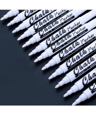 Volcanics White Liquid Chalk Markers 12 Pack Chalkboard Markers Erasable Glass Markers Washable