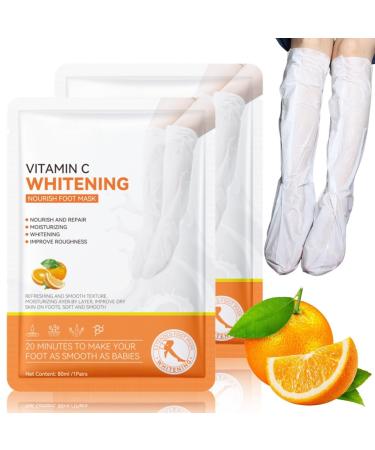 TBeautfave Foot Peel Mask 2 Pack Exfoliating Foot Mask Vitamin C Moisturizing Socks Feet Hard Skin Remover Feet Peeling Socks Whitening and Nourishing Foot Mask Foot Care Extra Long Foot Mask