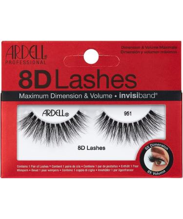 Ardell False Eyelashes 8D 951 Black Maximum Volume Long Length Maximum Volume Long Length Soft Tapered Fibers Maximum Volume Invisiband Comfortable Wear- Vegan-Friendly Cruelty-Free Eyelashes 951 False Eyelashes