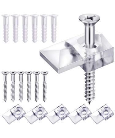 20 Pack Mirror Holder Clips Glass Retainer Clips Kit Mirror Hanging Kit Mirror Hanging Hardware with Screw and for Fixing Mirror Cabinet Door (Classic Style)