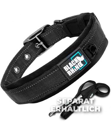 Black Rhino Comfort Collar | Super Soft Neoprene Dog Collar for All Breeds | Adjustable | Reflective & Weatherproof | Medium Size (Black) - Buy Online on SooperMarket.com